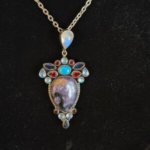 Elegant Purple and Turquoise Pendant Necklace- Nicky Butler